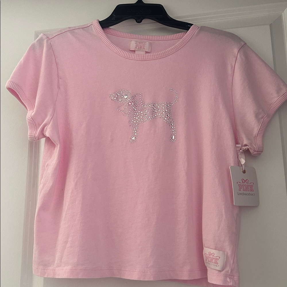 VS PINK /LoveShackFancy Pink  baby Tee large